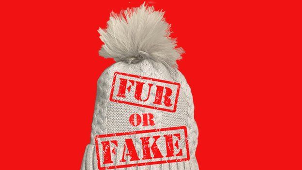 Fur or fake text over hat