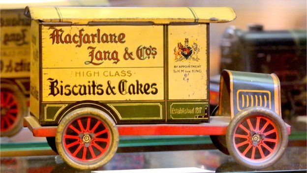 Macfarlane Lang toy lorry biscuit tin
