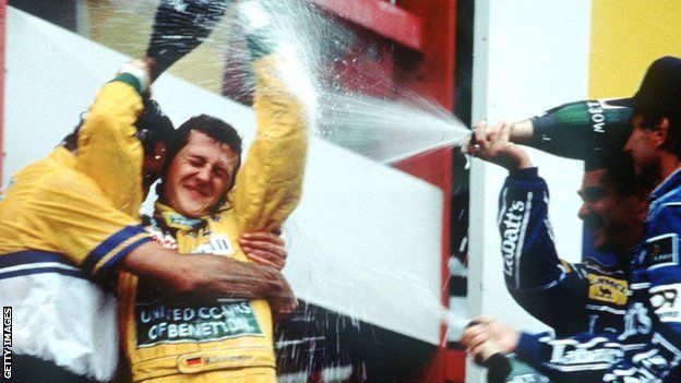Michael Schumacher claimed the first of his 91 grand prix wins at Spa in 1992