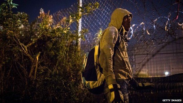 Migrant in Coquelles, near Calais