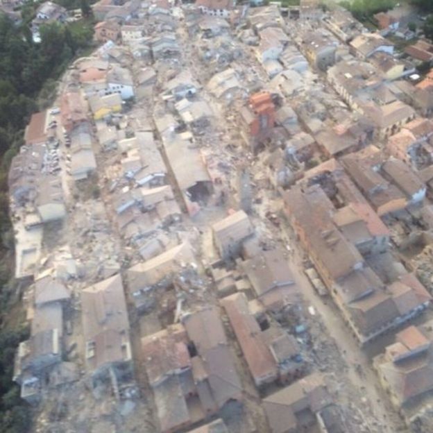 Pueblo de Amatrice destruido tras el terremoto.