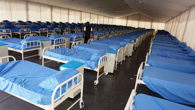 A COVID-19 coronavirus isolation centre at the Sani Abacha stadium in Kano, Nigeria, on April 7, 2020.