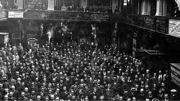 The trading floor of the Coal Exchange where the first million pound cheque was signed