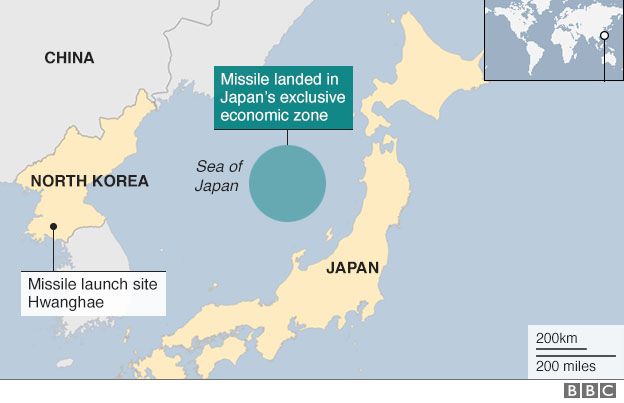 North Korea fires ballistic missile into Japanese waters - BBC News