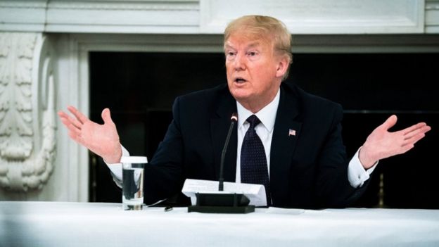 US President Donald Trump speaking at the White House