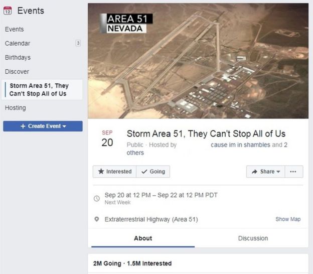 Matty Roberts posted for Storm Area 51 Facebook event in June for a laugh