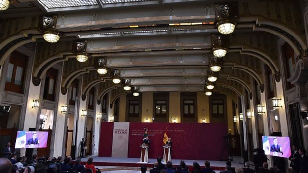 Conferencia de prensa de AMLO y el presidente del gobierno español, Pedro Sánchez.