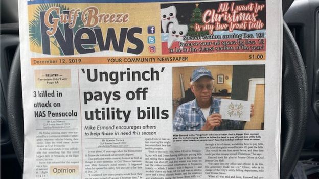 His charity was featured on the front page of his local newspaper