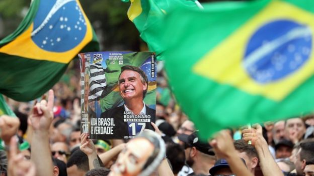 Apoiadores de Bolsonaro durante manifestação