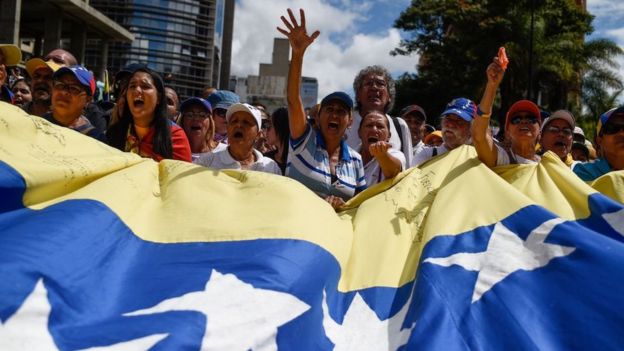 Protesta opositora en Venezuela