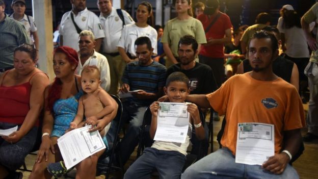 Grupo de inmigrantes hondureños