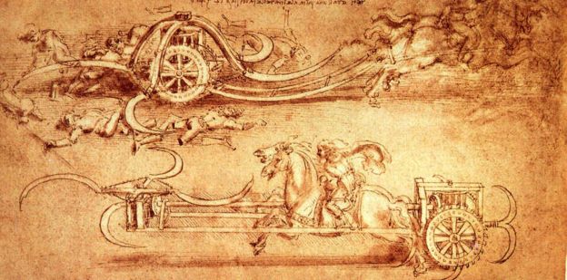 Veículo bélico desenhado por da Vinci