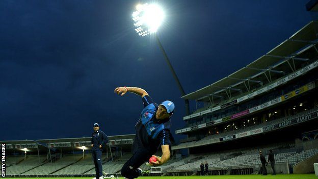 England captain Joe Root takes a catch during practice at Edgbaston