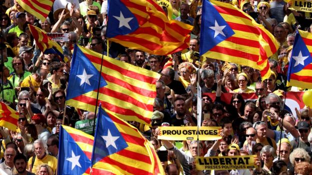 Manifestación en Cataluña en abril.