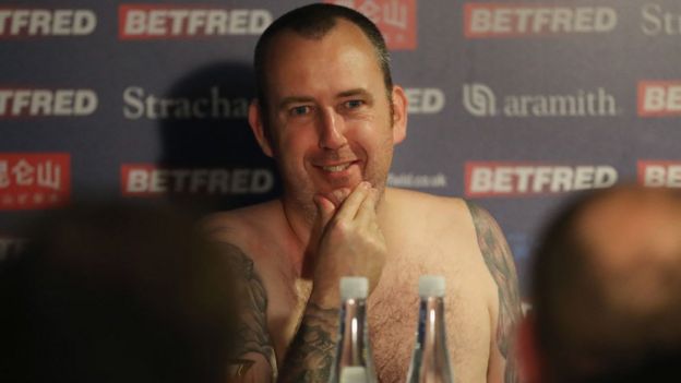 Mark Williams attends press conference naked after winning the world snooker title in 2018