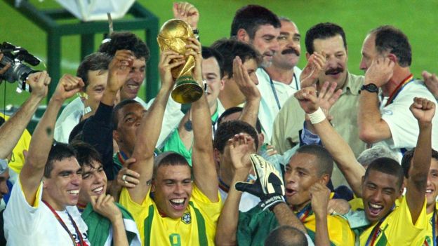 Celebración de la selección brasileña al ganar la Copa del Mundo.
