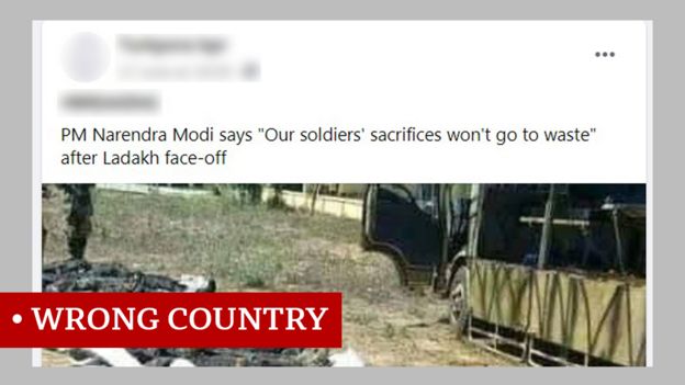 视频上方文字： 拉达克队之后印度总理莫迪称“我们的士兵不会枉死”