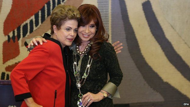 President Dilma Rousseff of Brazil (left) and Argentina's President Cristina Fernandez de Kirchner