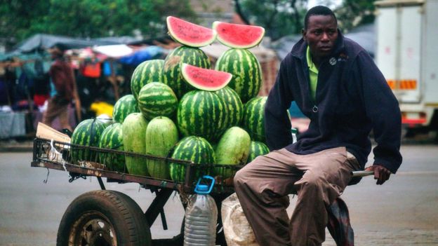 A vendor selling watermelons in Zimbabwe - November 2017