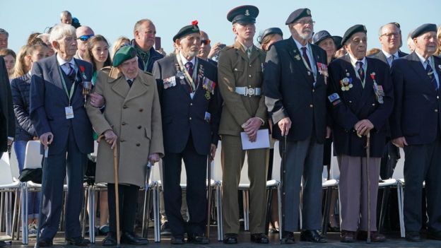 D-Day veterans at the inauguration of the British Normandy Memorial site in Ver-sur-Mer