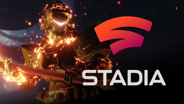 Destiny 2 character with Stadia logo