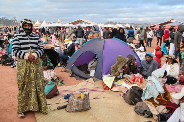 People with tents