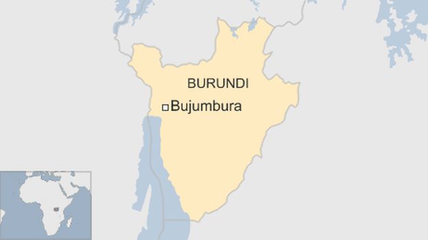 Map showing location of Burundi