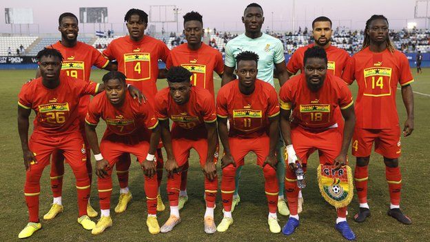 Ghana line up ahead of their narrow 1-0 win over Nicaragua