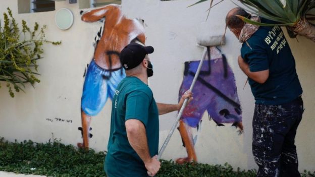 The Tel Aviv mural is painted over