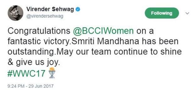 वीरेंद्र सहवाग का ट्वीट