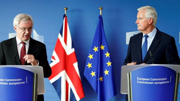 Brexit Secretary David Davis and EU chief Brexit negotiator Michel Barnier