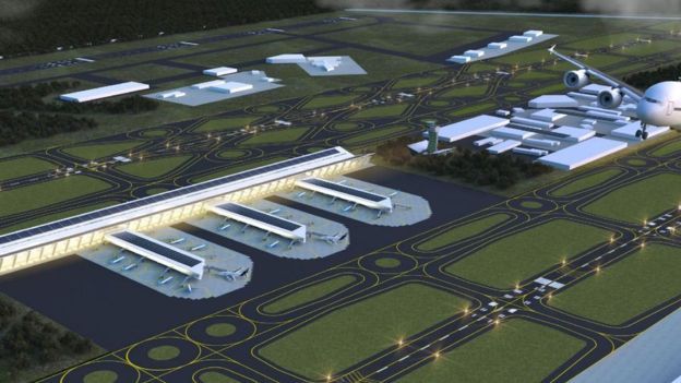 Imágenes digitales que muestran el terminal aéreo de Santa Lucía.