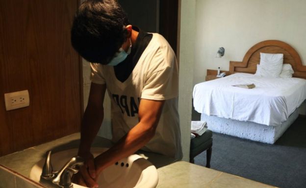 Migrante de Guatemala en el hotel filtro
