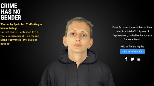 Elena Puzyrevich, que traficó a nueve jóvenes rusas a Cáceres, en España, y las obligó a realizar trabajo sexual.