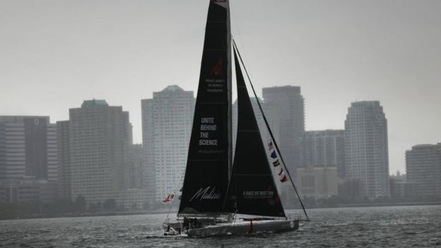 Velero en el que Greta Thunberg cruzó el Atlántico desde Europa a Nueva York.