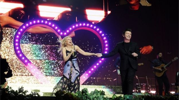 Kylie Minogue and Rick Astley perform at Radio 2 Live Kylie Minogue and Rick Astley perform at Radio 2 Live
