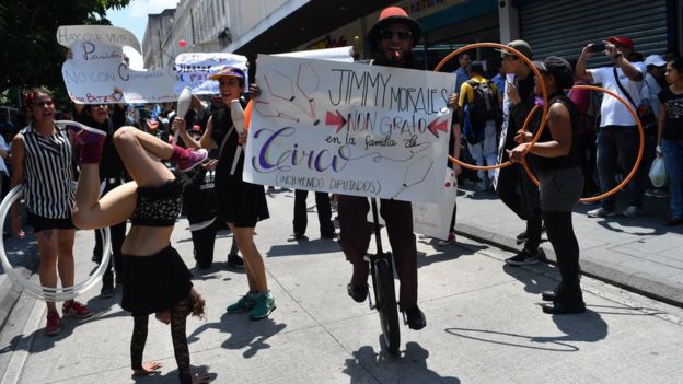 Manifestación contra Morales en Guatemala.