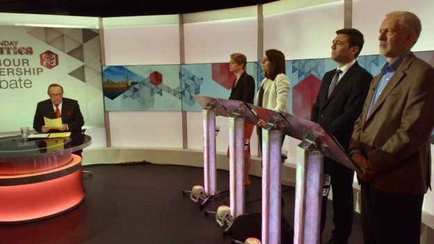 Jeremy Corbyn and his three leadership rivals during a BBC debate