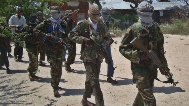 Foto de arquivo de lutadores do al-Shabab