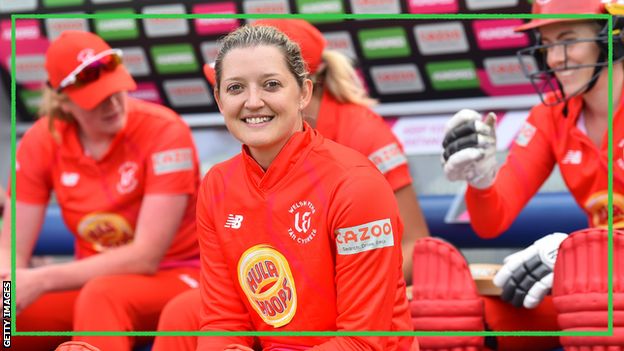 Sarah Taylor smiles during a match for Welsh Fire during the 2021 Hundred