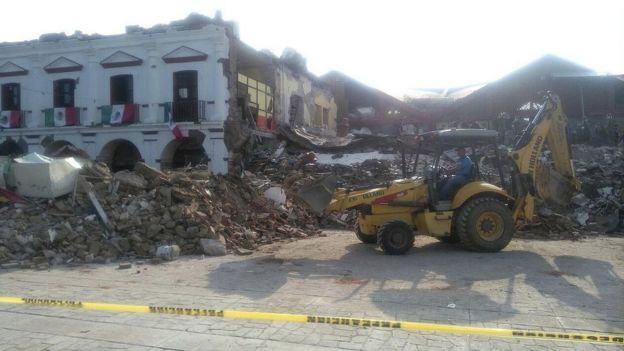Palacio municipal de Juchitán, en Oaxaca, medio derruido por el terremoto de magnitud 8,2 que azotó el suroeste de México.
