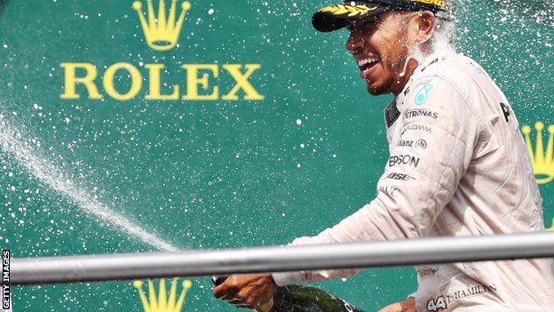 Lewis Hamilton celebrates his win in Germany