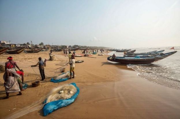 The fishing community hard at work early morning at Pornapettam