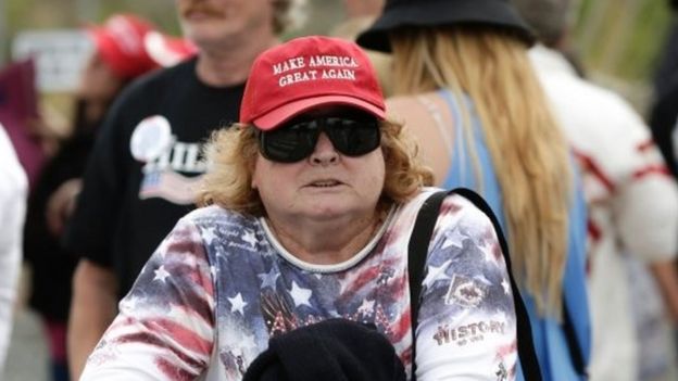 Trump supporter wearing Make America Great Again hat