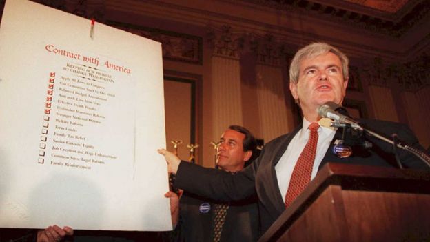Newt Gingrich encarnó a la nueva ola de políticos que llegó al Congreso tras la revolución de los republicanos.