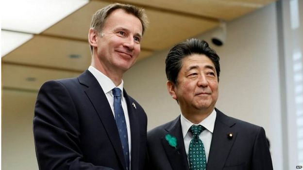 Jeremy Hunt meets Japanese prime minister Shinzo Abe