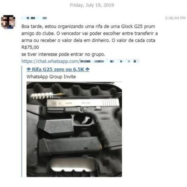 Publicação sobre pistola Glock