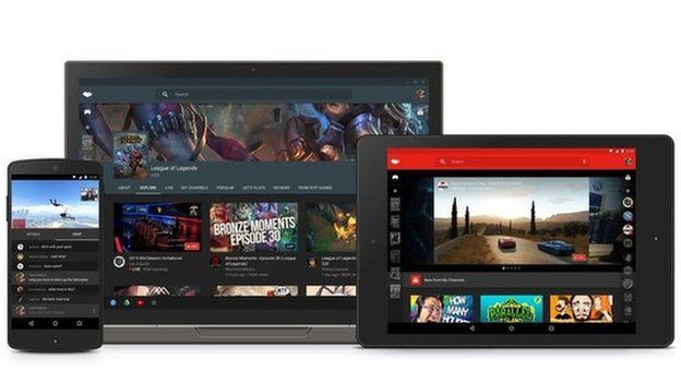 YouTube gaming apps and site