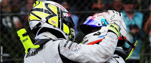 Jenson Button and Rubens Barrichello