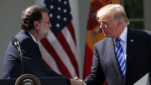 El presidente de España, Mariano Rajoy, y el de EEUU, Donald Trump.